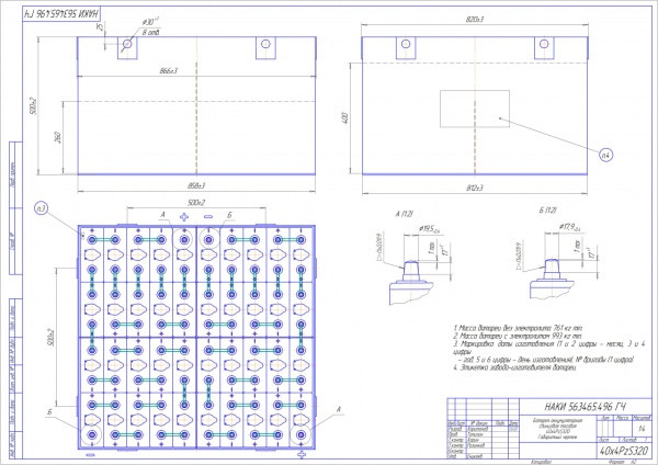 Фото АКБ 40х4PzS320 исполнение 496-01 с гибкими перемычками в комплекте с электролитом