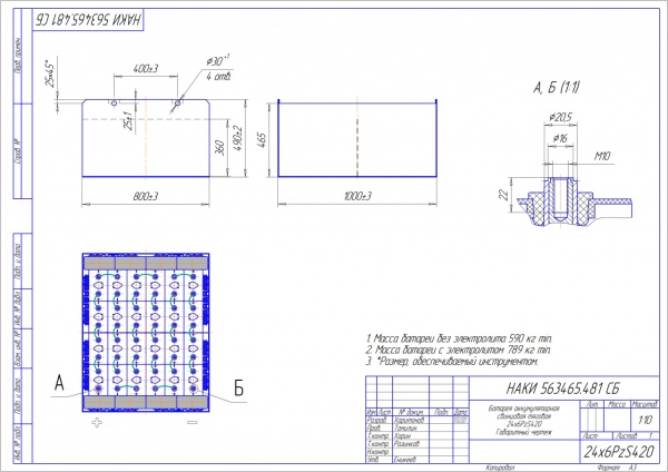 Фото АКБ 24х6PzS420 исполнение 481-01 с гибкими перемычками залитая электролитом