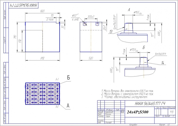 Фото АКБ 24х4PzS500 исполнение 177-01 с гибкими перемычками залитая электролитом