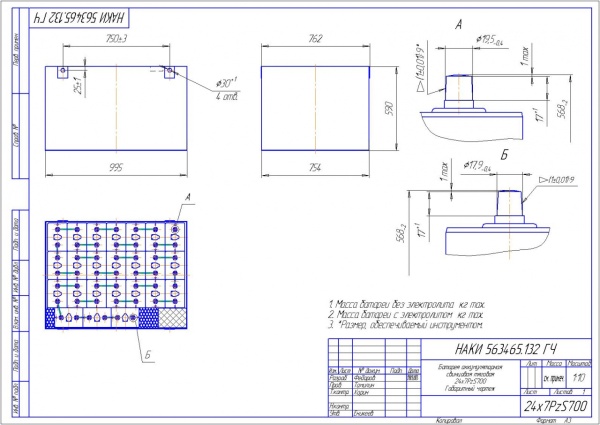 Фото АКБ 24х7PzS700 исполнение 132-01 с гибкими перемычками залитая электролитом