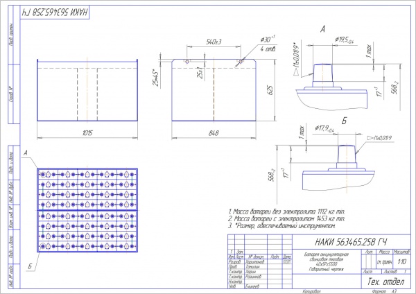 Фото АКБ 22х6PzS420 исполнение 268-01 с гибкими перемычками залитая электролитом