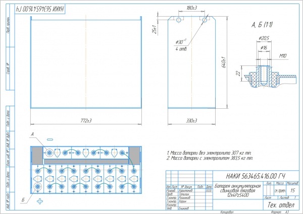 Фото АКБ 12х4PzS400 исполнение 416-01 с гибкими перемычками  залитая электролитом