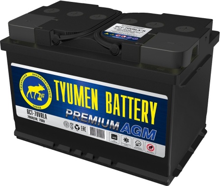 Фото Аккумуляторная батарея Tyumen Battery 6СТ-70VRLA-R PREMIUM AGM