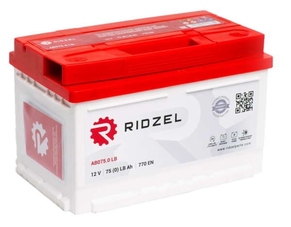 Аккумуляторная батарея RIDZEL 12V 75Ah обратной полярности низкий (AB075.0LB)