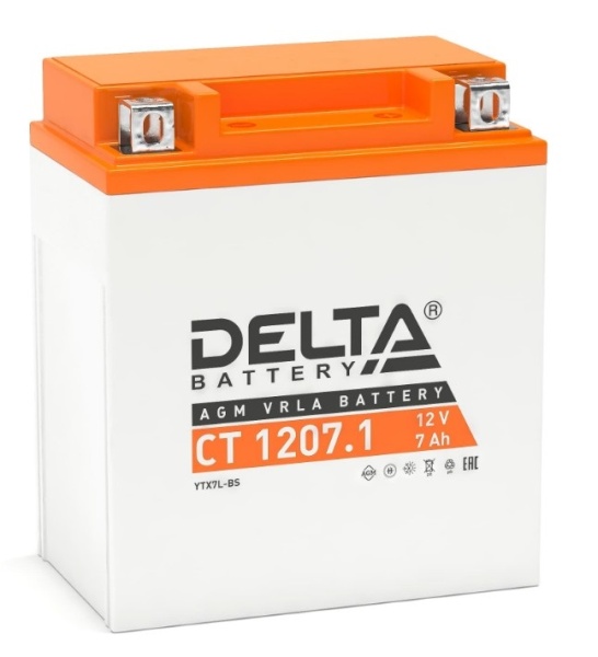 Аккумуляторная батарея DELTA СТ-1207.1 AGM (YTX7LBS) обратная полярность, залитый