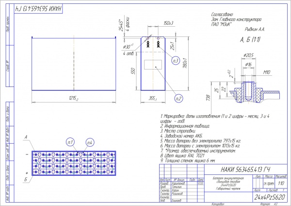 Фото АКБ 24х4PzS620 исполнение 413-01 с гибкими перемычками залитая электролитом
