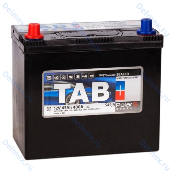 Аккумуляторная батарея TAB 6СТ-45L POLAR JIS MF прямой полярности Азия тонкие клеммы (246945) фото 