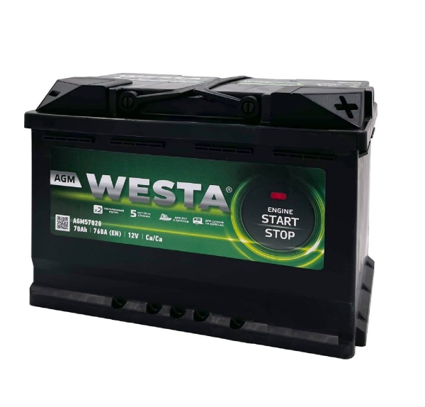 Аккумуляторная батарея WESTA 6СТ-70 AGM Turkish о/п фото 