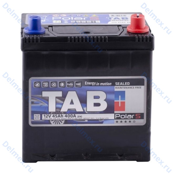 Аккумуляторная батарея TAB 6СТ-45L POLAR JIS MF(узкий)обр. полярности Азия тонкие клеммы (246145)