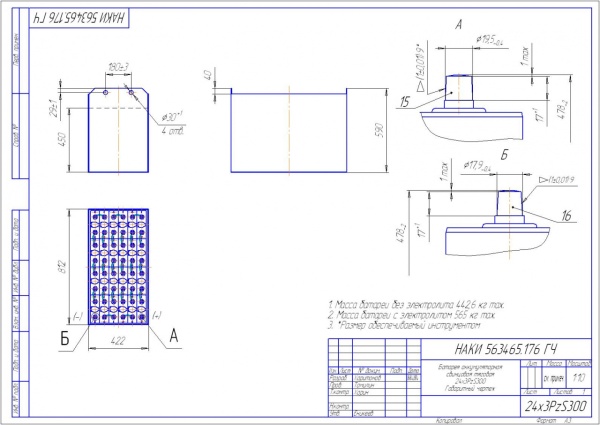 Фото АКБ 24х3PzS300 исполнение 176-01 с гибкими перемычками залитая электролитом