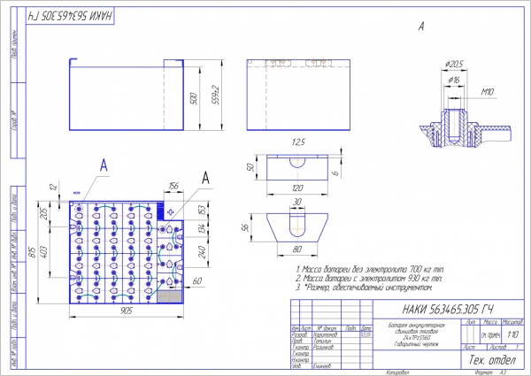 Фото АКБ 24х7PzS560 исполнение 305-01 с гибкими перемычками залитая электролитом