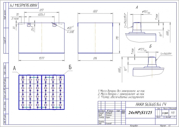 Фото АКБ 24х9PzS1125 исполнение 144-01 с гибкими перемычками залитая электролитом