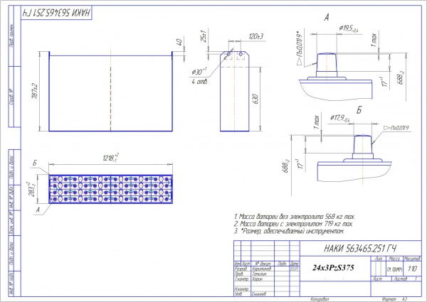 Фото АКБ 24х3PzS375 исполнение 251-01 с гибкими перемычками залитая электролитом