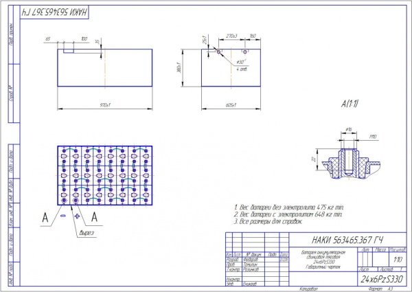 Фото АКБ 24х6PzS330 исполнение 367-01 с гибкими перемычками залитая электролитом