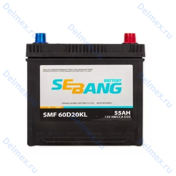 Аккумуляторная батарея SEBANG 6СТ-55L SMF (60D20KL) обратной полярности