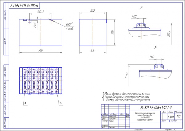 Фото АКБ 24х5PzS500 исполнение 130-01 с гибкими перемычками залитая электролитом