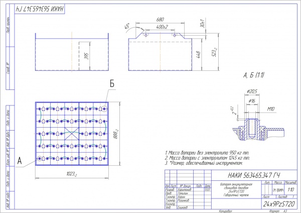 Фото АКБ 24х9PzS720 исполнение 347-01 с гибкими перемычками залитая электролитом