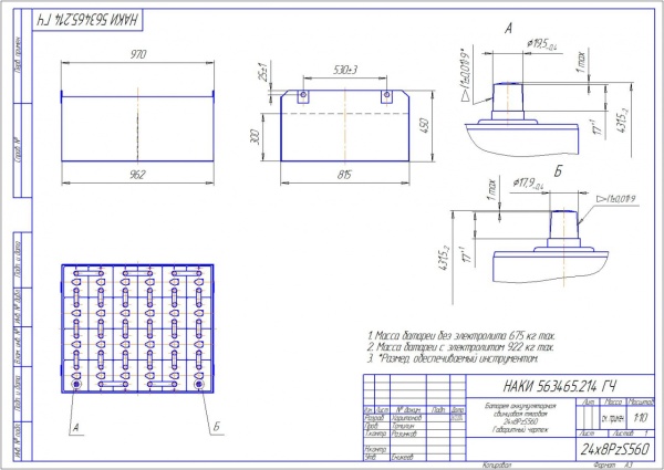 Фото АКБ 24х8PzS560 исполнение 214-01 с гибкими перемычками залитая электролитом